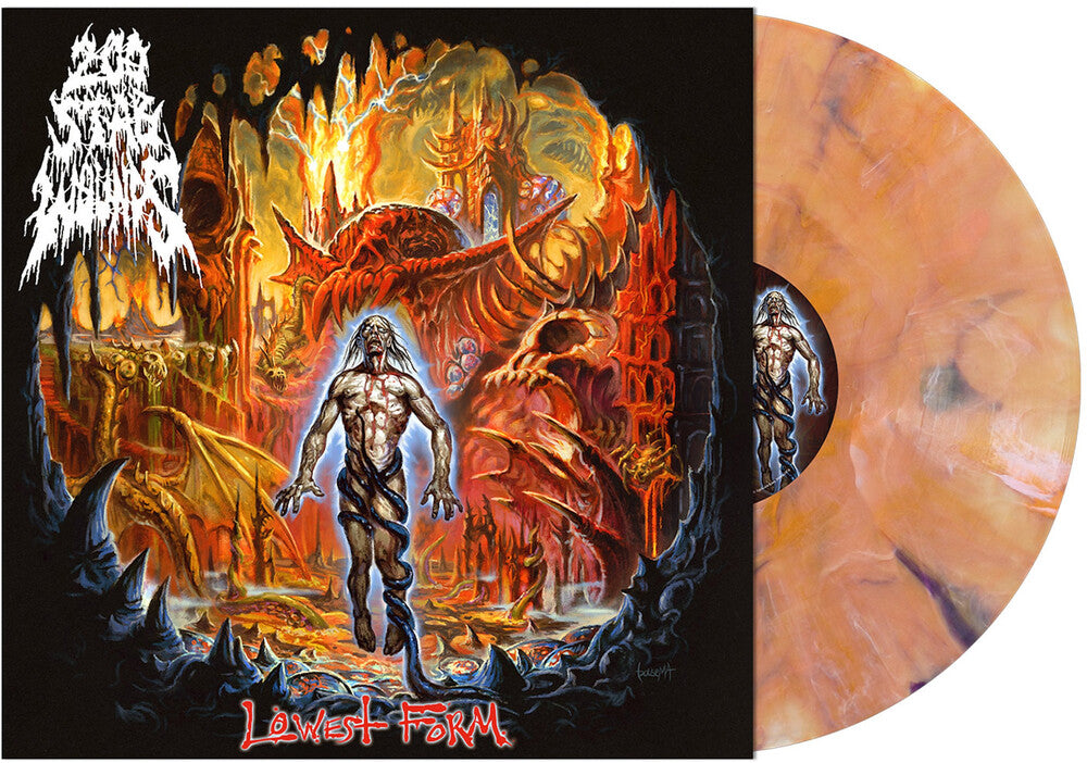 the album cover for 200 Stab Wounds - Lowest Form [Rigor Mortis - Yellow Orange Black Marble]