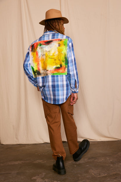 Artisan Hand-Painted Kindness Canvas Plaid Shirt