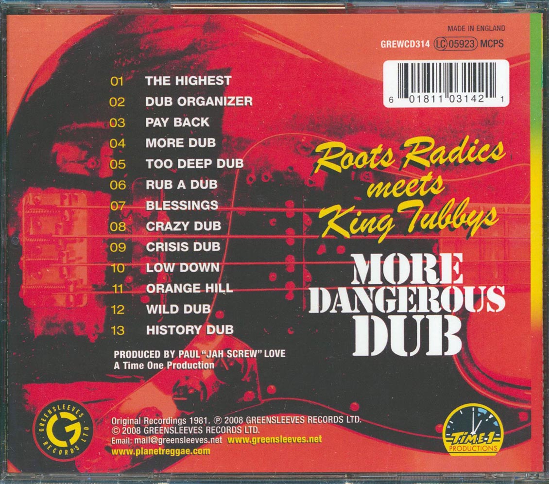 The Roots Radics, King Tubby - More Dangerous Dub: The Roots Radics Meet King Tubby Music CD