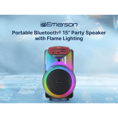 Emerson Portable Bluetooth 15" Party Speaker with Flame Lighting