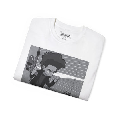 The Boondocks - Huey Packing Heat Black And White Eco Mens T Shirt