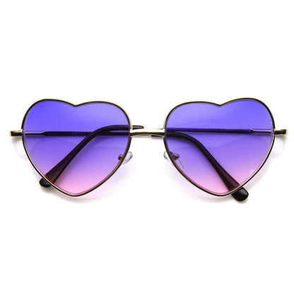 Cute Metal Heart Shape Rainbow Color Lens Sunglasses 9205