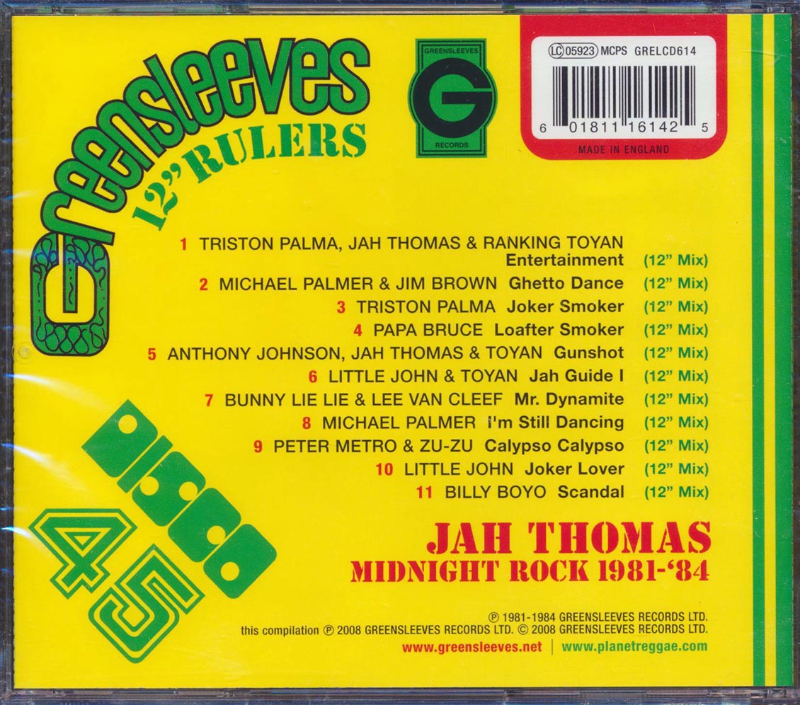 Billy Boyo, Triston Palmer, Anthony Johnson, Little John, Etc. - Greensleeves 12 Inch Rulers: Jah Thomas Midnight Rock 1981-1984 Music CD