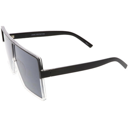 Oversize Retro Modern Futuristic Square Aviator Sunglasses C475
