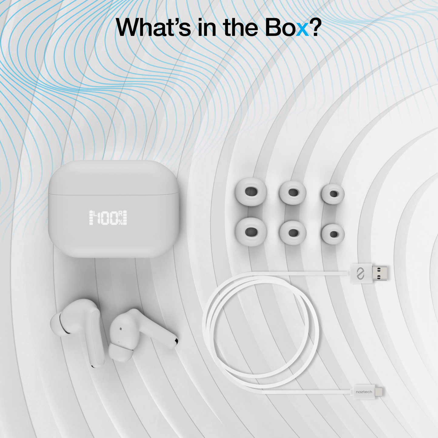 Naztech Xpods ANC Active Noise Cancelling True Wireless Earbuds with Wireless Charging Case