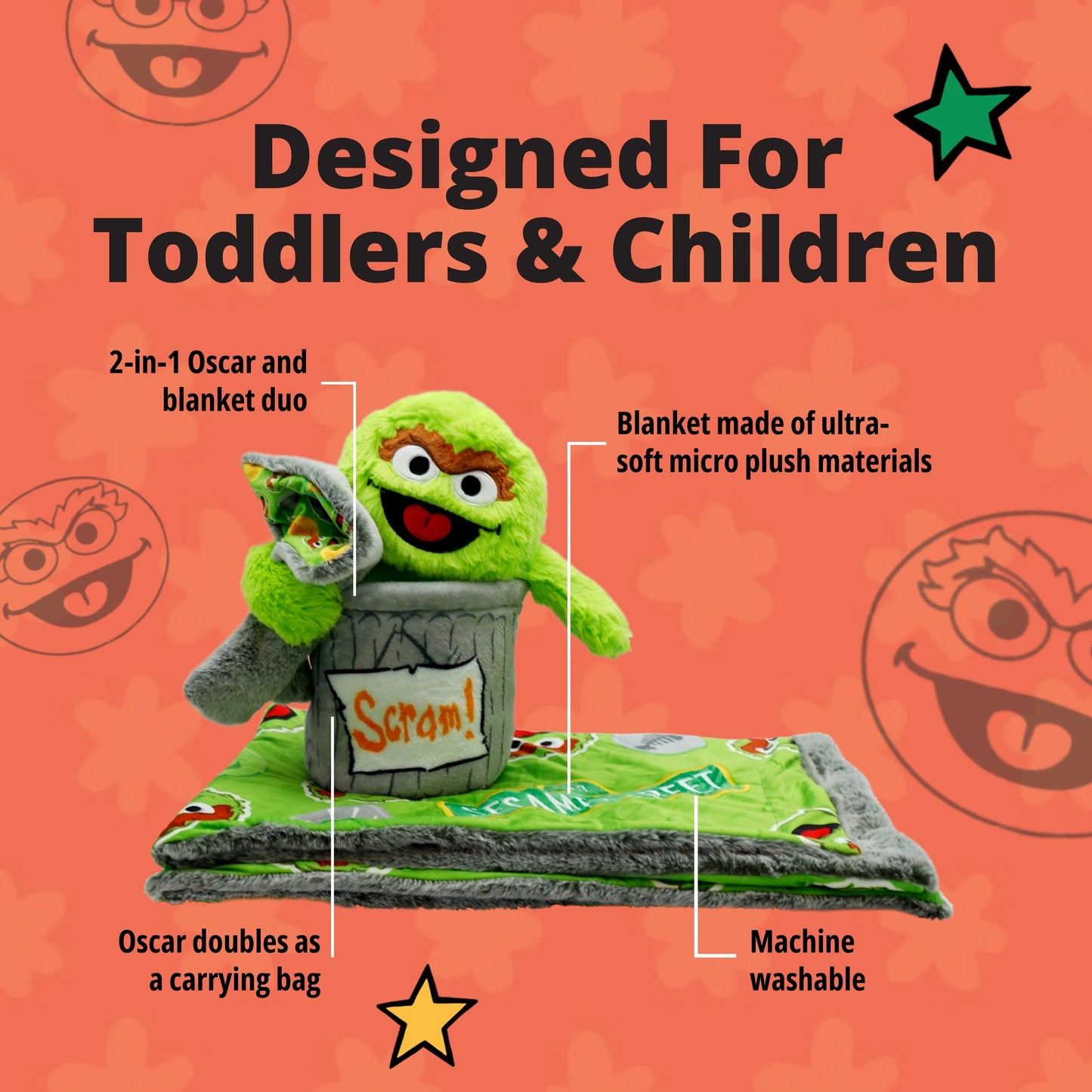 Sesame Street | Oscar The Grouch Blankie Bestie 2-in-1 Blanket & Plush