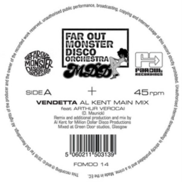 Far Out Monster Disco Orchestra / Arthur Verocai - Vendetta (Al Kent Remix) - 12 Inch Vinyl