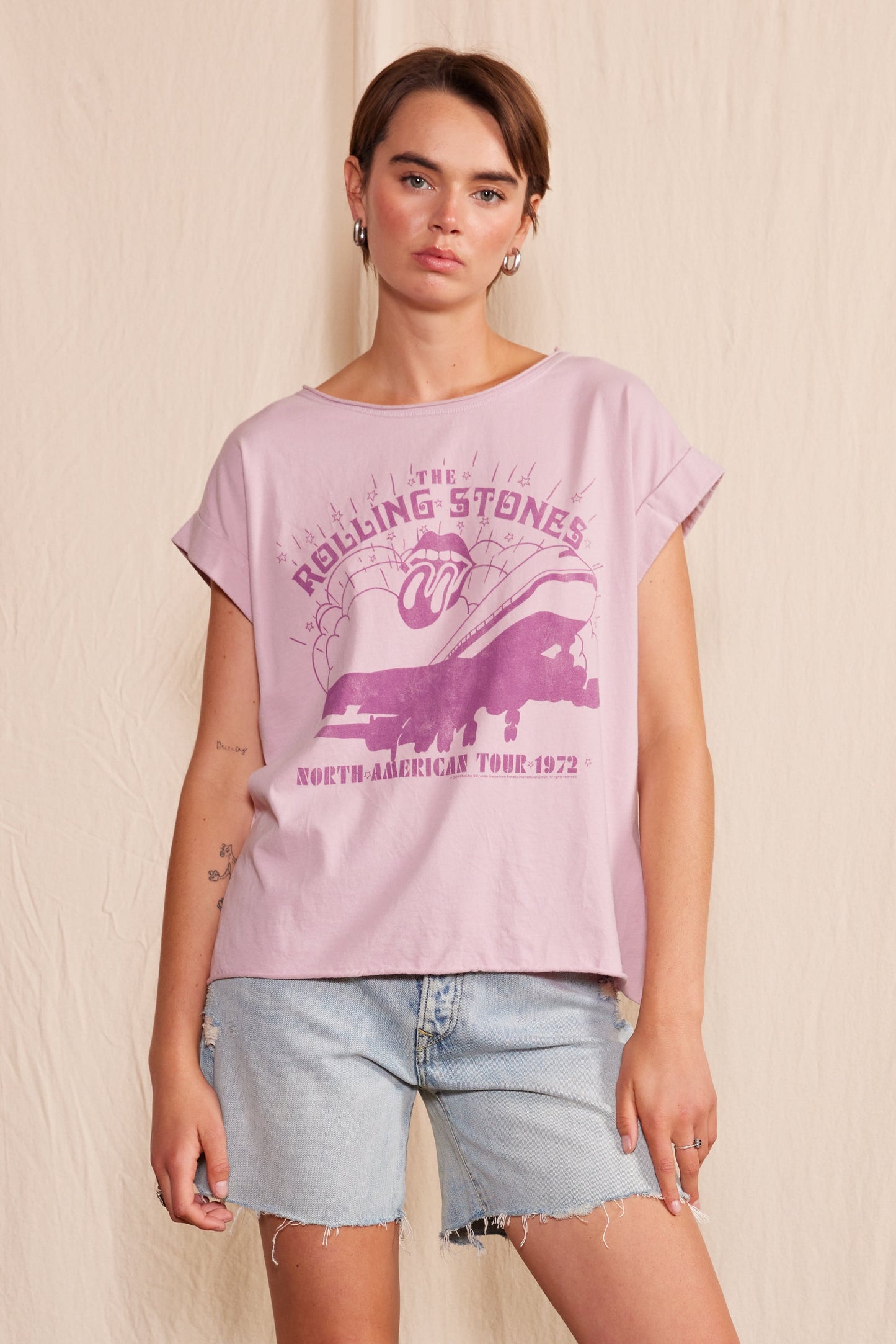 The Rolling Stones ‘72 American Tour Womens Tee Shirt Purple