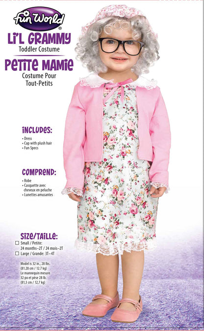 Lil Grammy Old Lady 100 Years of School Grandma Toddler Costume Size Small 2T