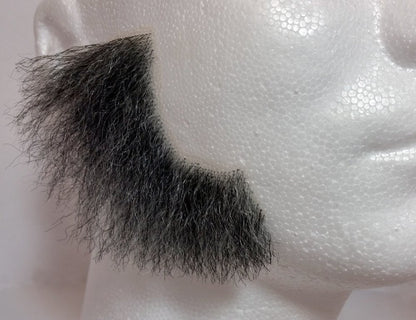 Dark Grey 100% Human Hair European Character Elegant Mutton Chop Sideburns 2019