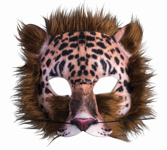 Leopard Mask 3D Screen Print Realistic Look Soft Face Mask Fur Adult Or Child