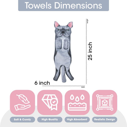 Animal Funny Themed Hanging Hand Towels for Bathroom & Kitchen – Soft Decorative Face Washcloths with 10 Cute Designs
