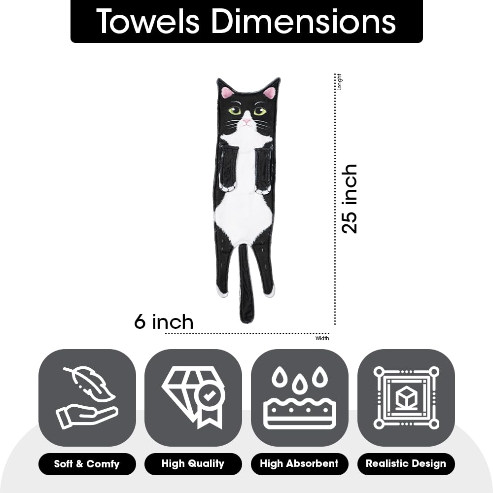 Animal Funny Themed Hanging Hand Towels for Bathroom & Kitchen – Soft Decorative Face Washcloths with 10 Cute Designs