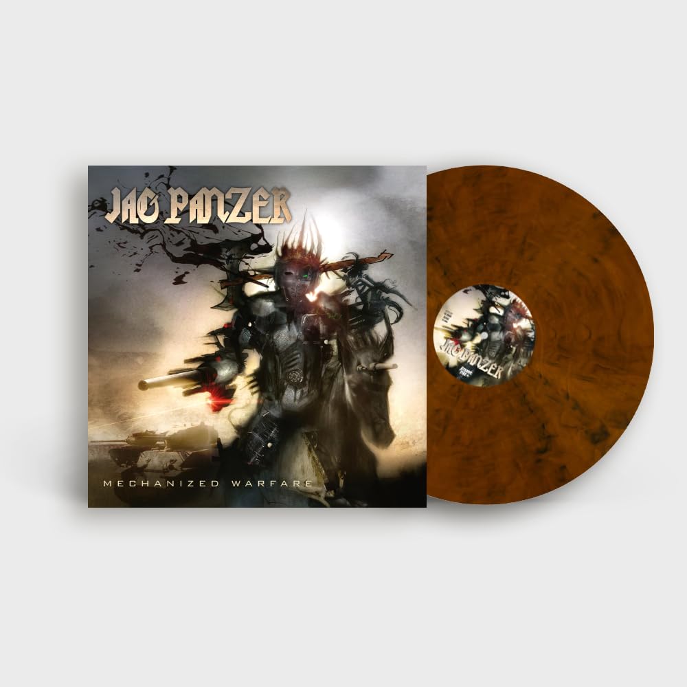Jag Panzer - Mechanized Warfare - Orange & Black Marble Colored Vinyl [LP] Vinyl Record Album Cover