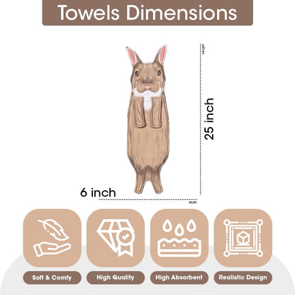 Animal Funny Themed Hanging Hand Towels for Bathroom & Kitchen – Soft Decorative Face Washcloths with 10 Cute Designs