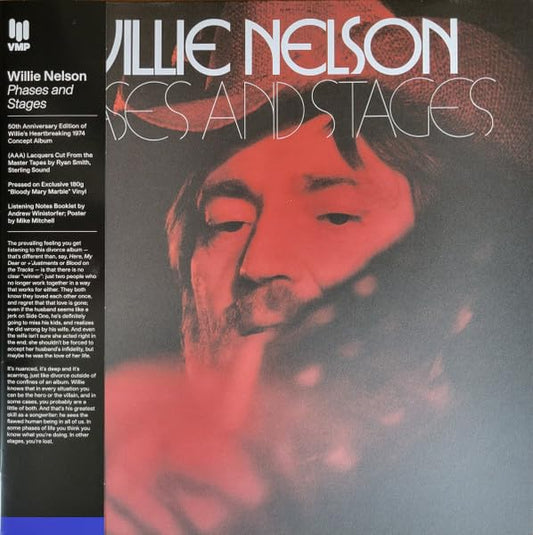 Willie Nelson - Phases & Stages - 180-Gram Bloody Mary Red Colored Vinyl [LP] Vinyl Record Album Cover