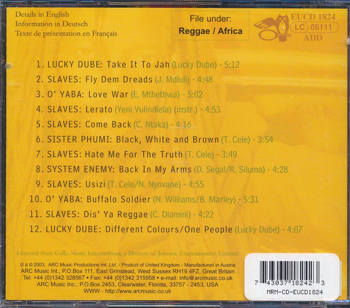 Lucky Dube, Slaves, O Yaba, Etc. - African Reggae (marked/ltd stock) Music CD