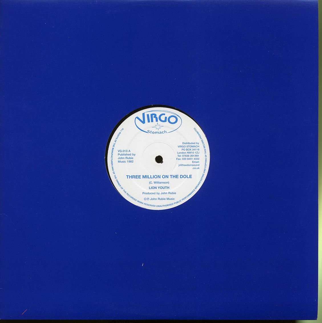 Lion Youth - Three Million On The Dole  /  Version 12" Vinyl Record