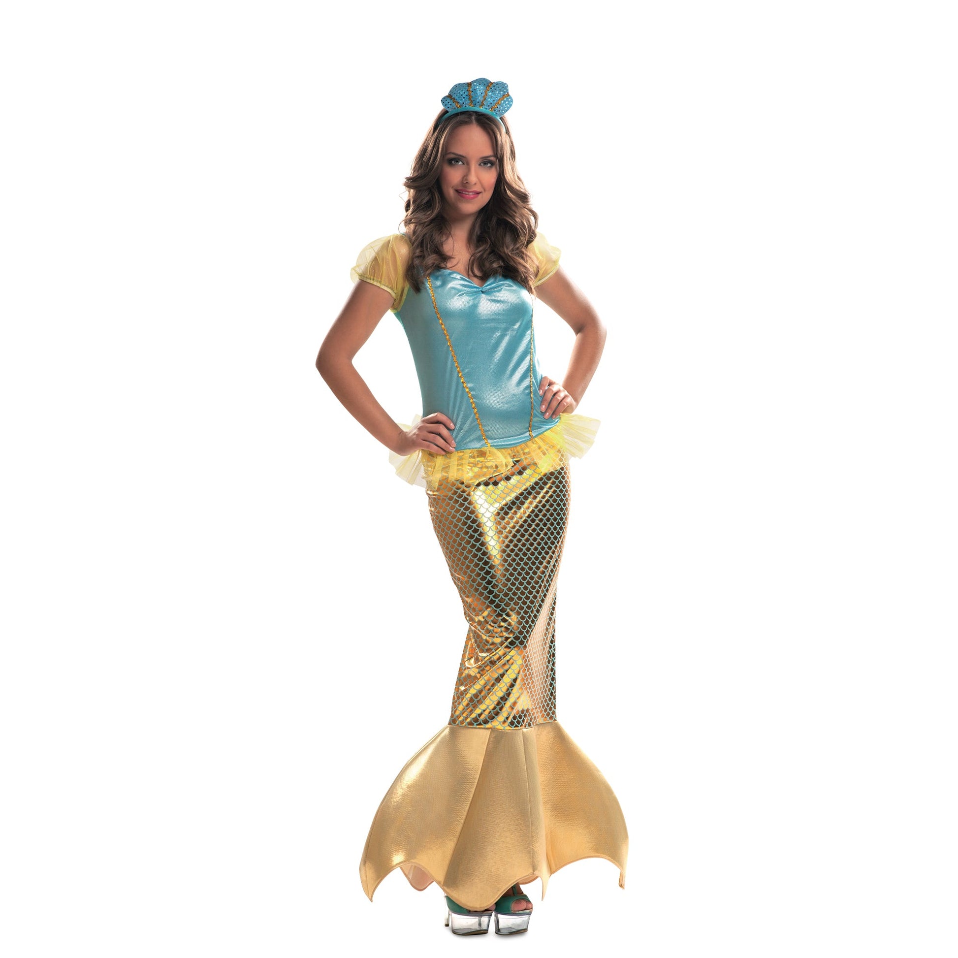Mermaid Gold and Blue Dress Adult Costume Medium/Large