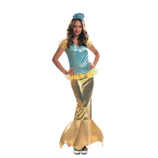 Mermaid Gold and Blue Dress Adult Costume Medium/Large