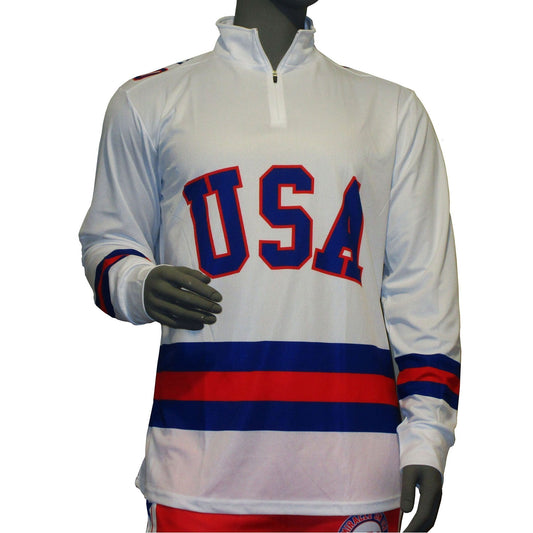 USA Hockey Adult Miracle on Ice 1980 Team Jersey White 1/4 Zip Pullover Shirt