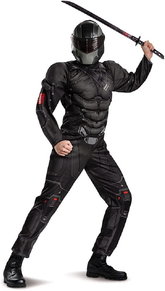 Snake Eyes GI Joe Muscle Jumpsuit Deluxe Adult Costume XXL 50-52