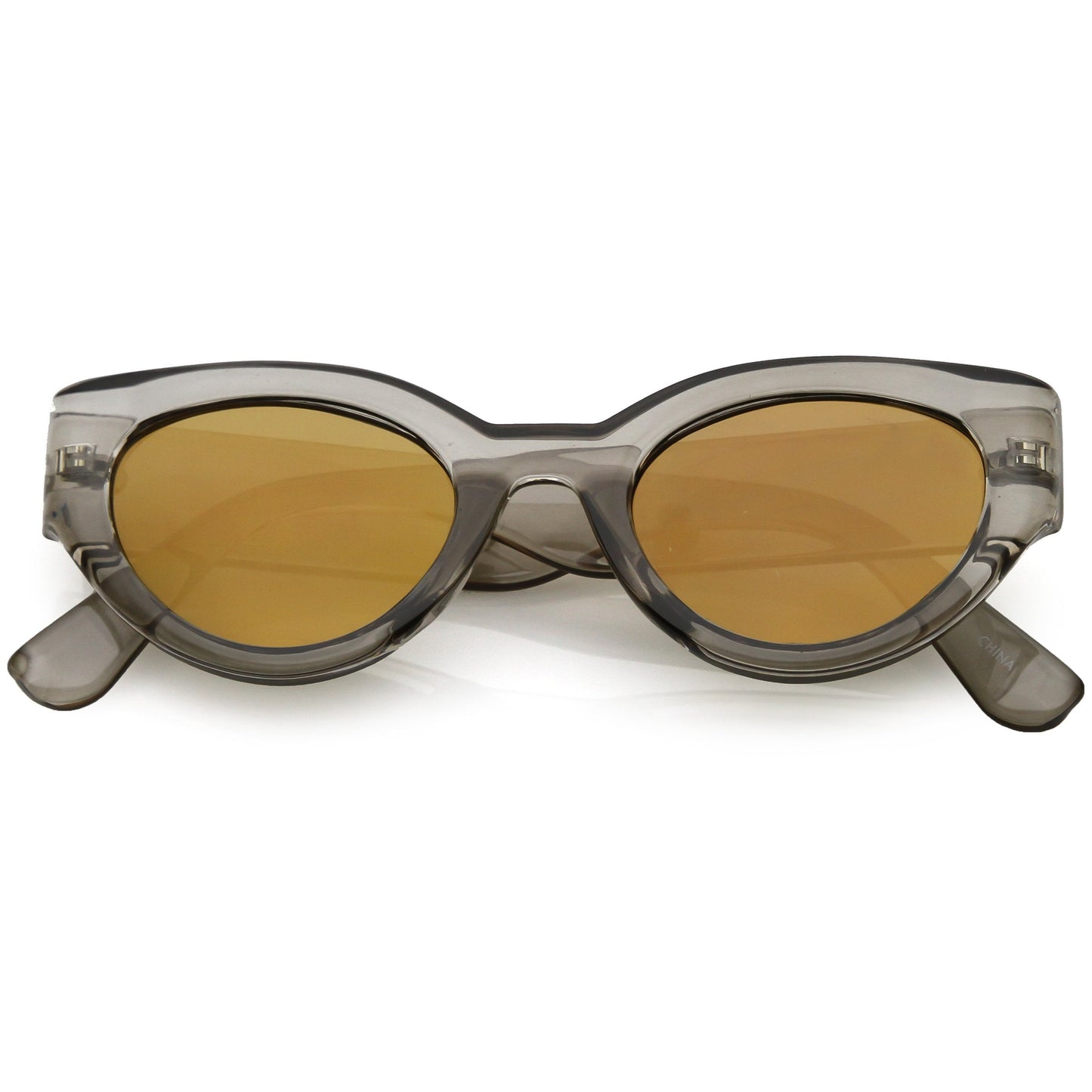 Bold Retro Fashion Oval Mirrored Flat Lens Sunglasses C544