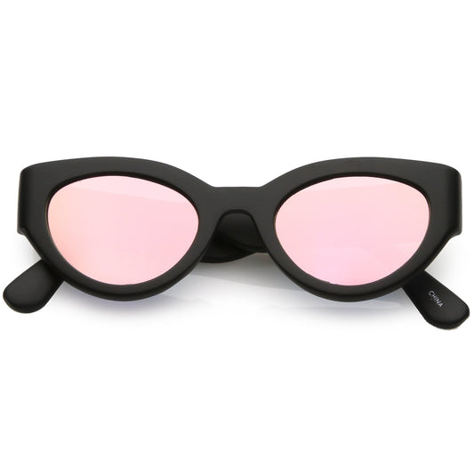 Bold Retro Fashion Oval Mirrored Flat Lens Sunglasses C544
