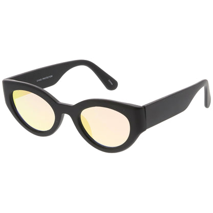 Bold Retro Fashion Oval Mirrored Flat Lens Sunglasses C544