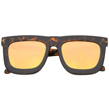 Hipster Flat Front Square Horned Rim Mirror Lens Sunglasses A143