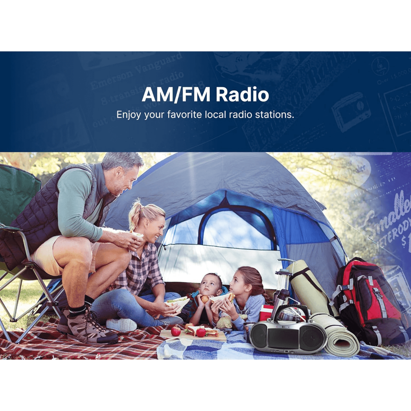 Emerson 7” Bluetooth DVD Boombox with HD-INPUT AM/FM Radio and Stereo Speakers