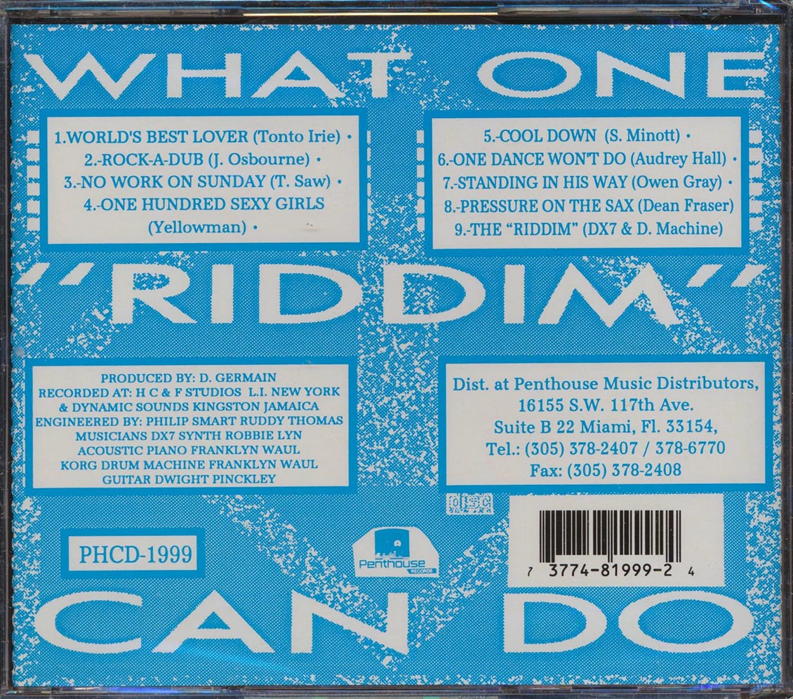 Tenor Saw, Yellowman, Johnny Osbourne, Etc. - What One Riddim Can Do ('One Dance Won't Do' Rhythm) (rhythm: "Once Dance Won't Do") Music CD