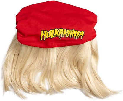 Red 1980s Mania Unisex Halloween Cosplay Costume Accessory Kit (Bandana w/ Wig\Moustache)
