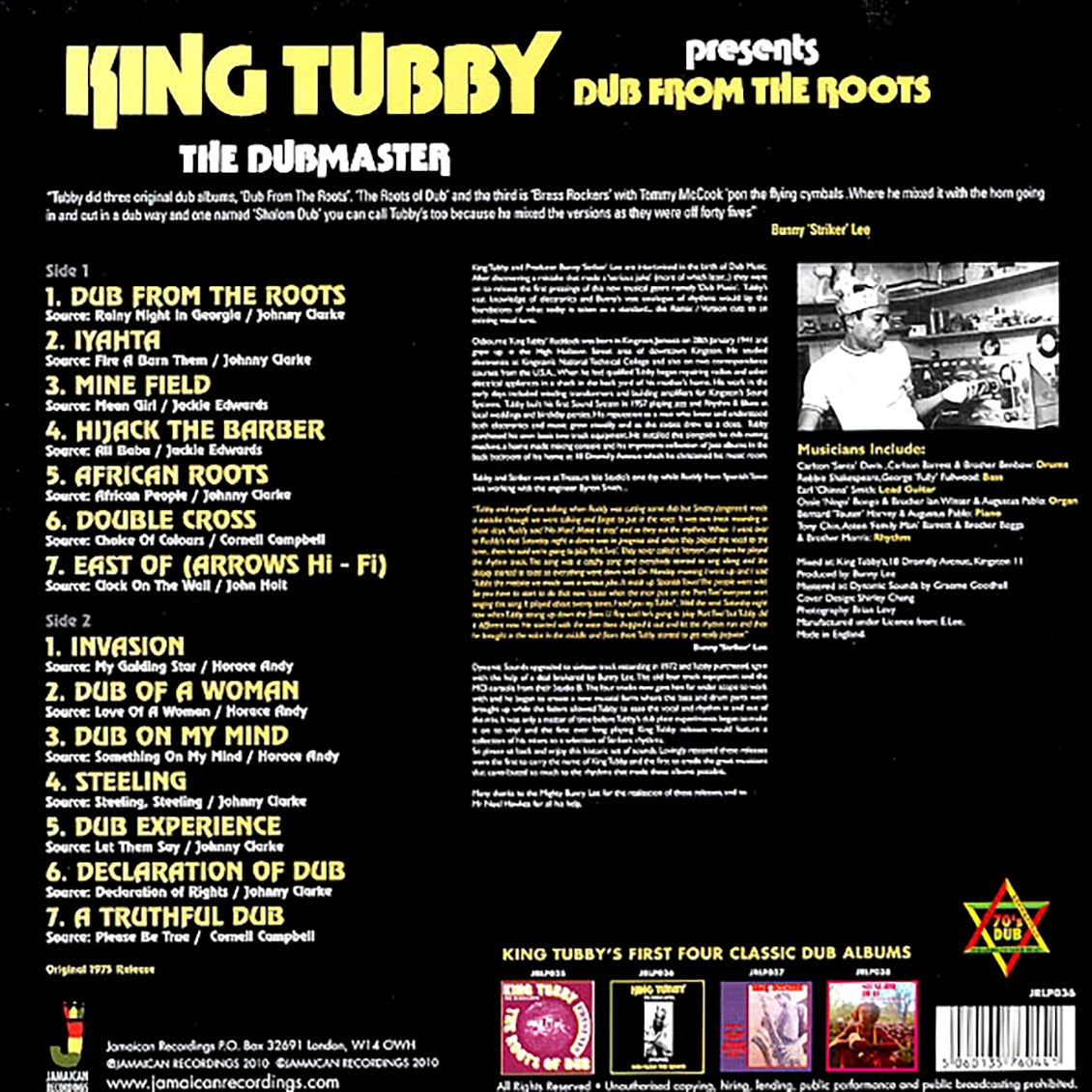 King Tubby - Dub From The Roots (The Dubmaster Presents) (180g) Vinyl Record