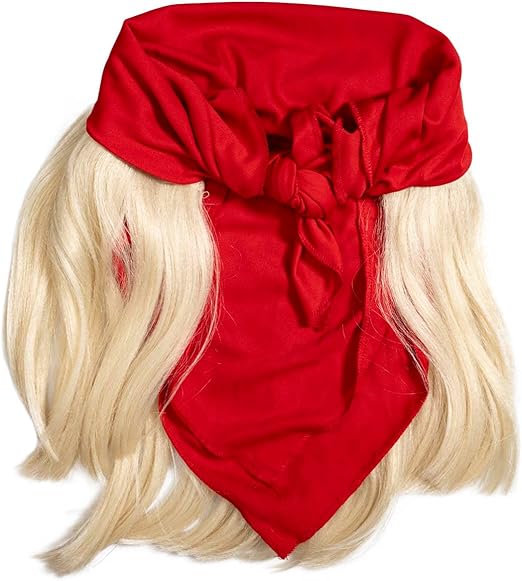 Red 1980s Mania Unisex Halloween Cosplay Costume Accessory Kit (Bandana w/ Wig\Moustache)