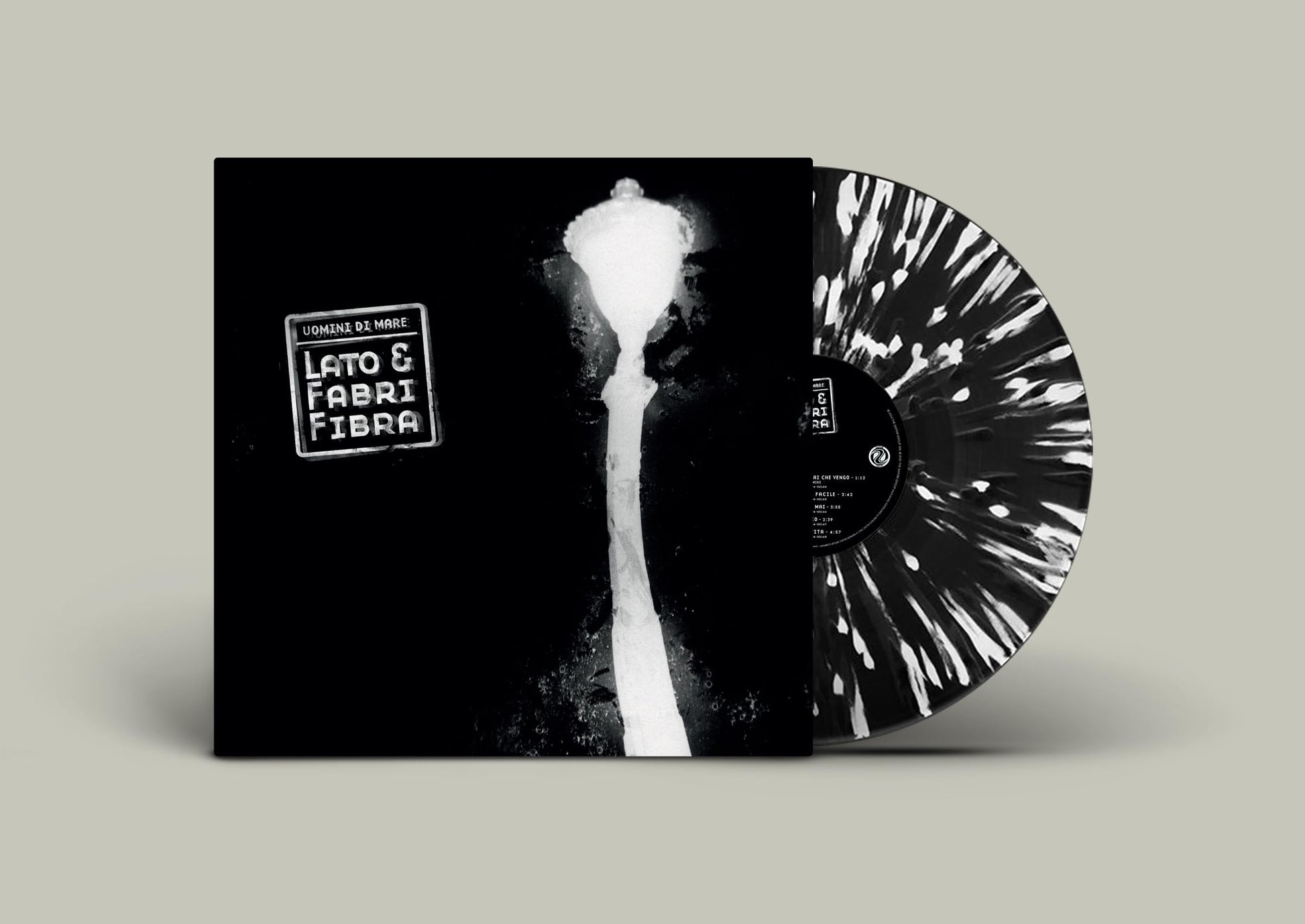 Uomini Di Mare - Lato & Fabri Fiber - Black & White Splatter Colored Vinyl [LP] Vinyl Record Album Cover