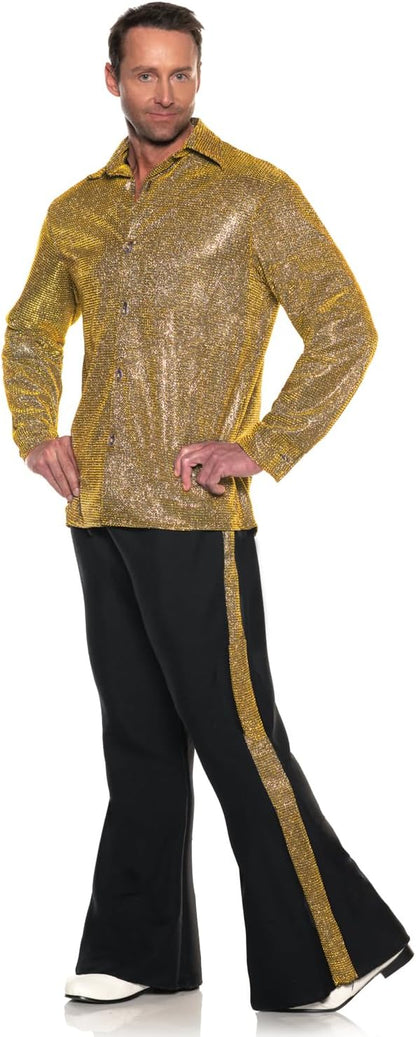 Men's Disco King Dancer Gold 70's Retro Night Costume