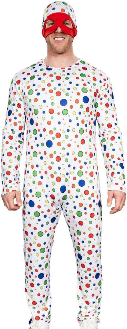 Polka-Dot Man Cosplay Halloween Cosplay Costume Jumpsuit and Mask Hat Set