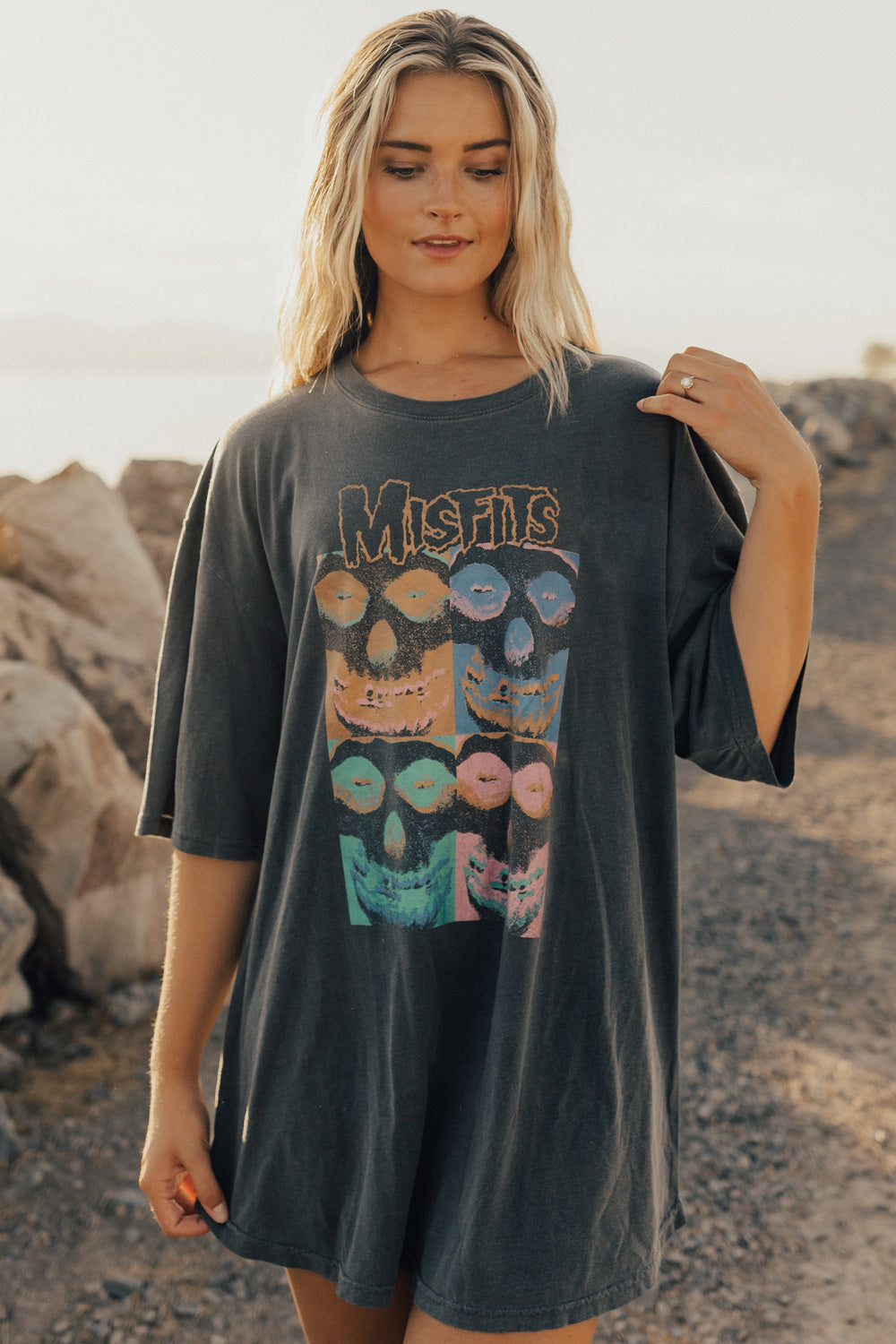 Misfits Oversized Repeat Womens Tee Shirt Vintage Black