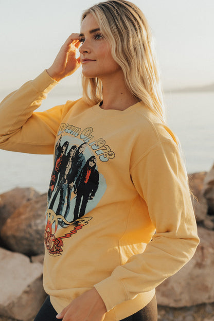 Aerosmith Dream On Upcycle Sweater Mustard Honey