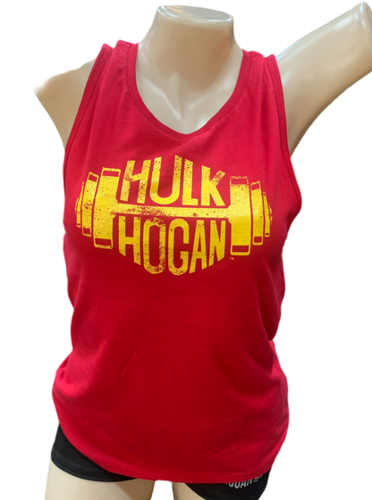 Womens Red Dumbbell Relaxed Fit Tank Top