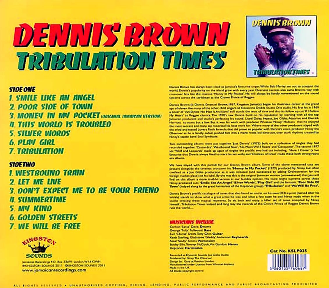 Dennis Brown - Tribulation Times (180g) Vinyl Record