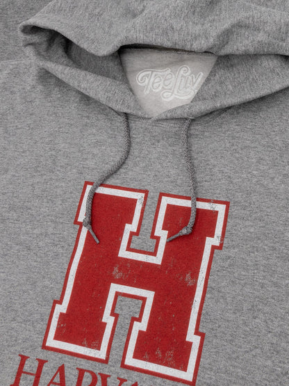 Harvard University H Logo Hooded Sweatshirt Hoodie Officially Licensed - Oxford Gray