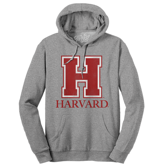 Harvard University H Logo Hooded Sweatshirt Hoodie Officially Licensed - Oxford Gray