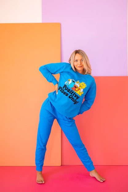 Positive Vibes Sesame Street Womens Sweatshirt Blue