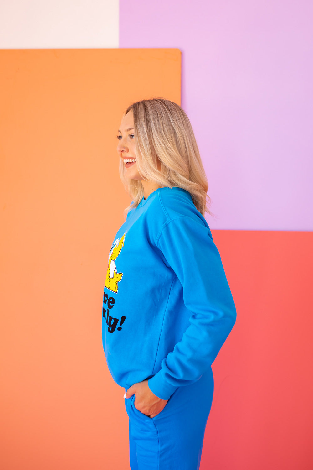 Positive Vibes Sesame Street Womens Sweatshirt Blue