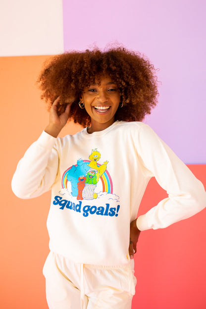 Squad Goals Sesame Street Womens Sweatshirt Ivory