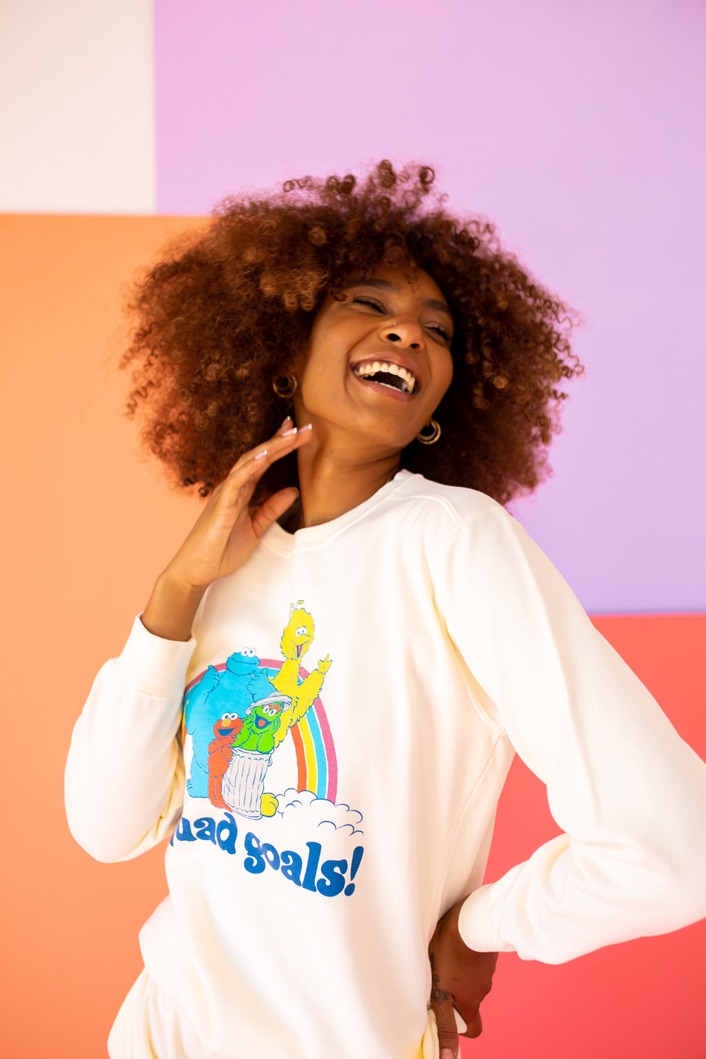 Squad Goals Sesame Street Womens Sweatshirt Ivory