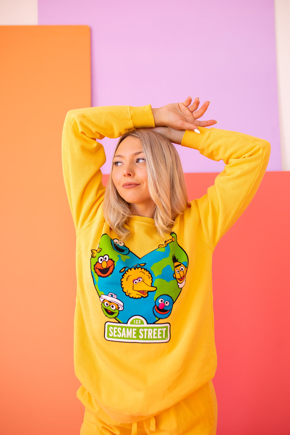 World Heart Sesame Street Womens Sweatshirt Yellow