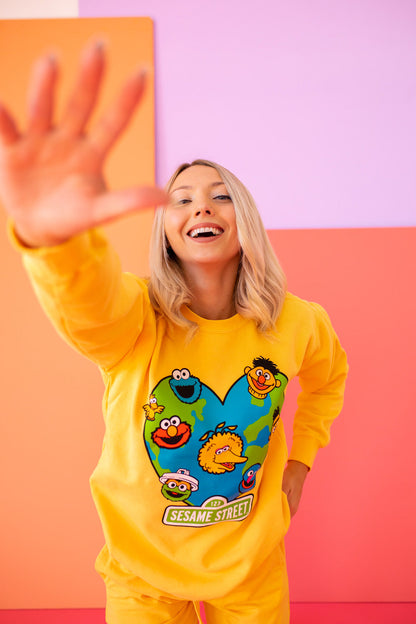 World Heart Sesame Street Womens Sweatshirt Yellow